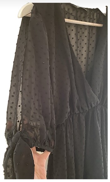 Zara Puantiyeli Tül Kol Dekolteli Elbise - Görsel 5