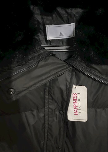 Kürk Detaylı Siyah Kadın şişme Montu - Görsel 2