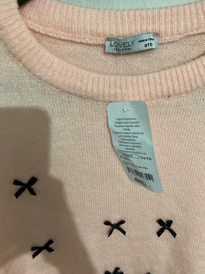 Pudra kurdeleli triko kazak - Görsel 2