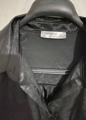 Siyah saten gömlek - Görsel 3