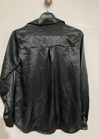 Siyah saten gömlek - Görsel 4