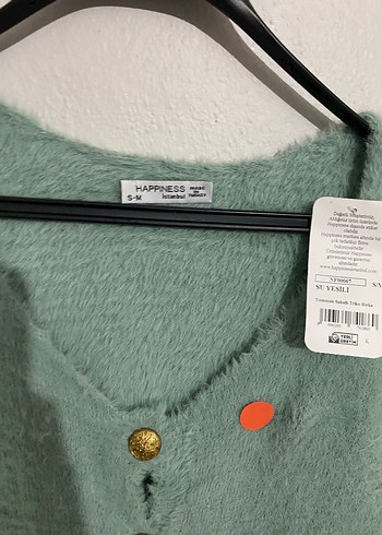 Düğmeli Yeşil Mini tüylü Yumoş Triko Hırka - Görsel 2