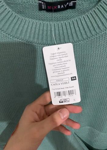 Yeşil Triko Kadın Salaş Kazak - Görsel 4