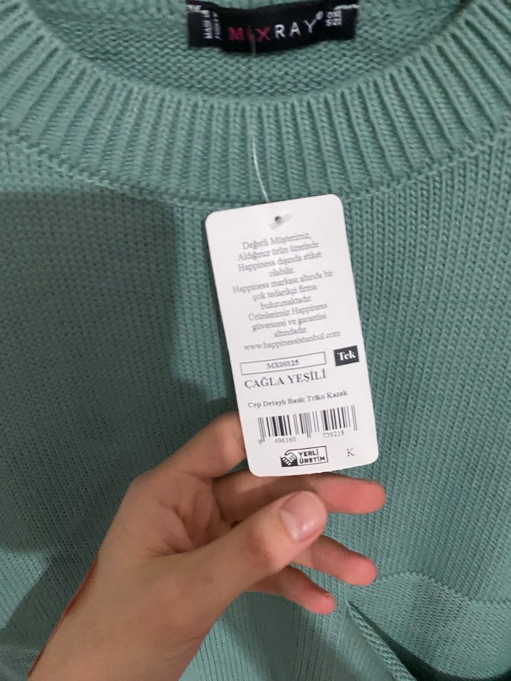 Yeşil Triko Kadın Salaş Kazak - Görsel 4