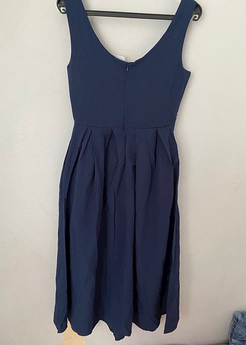 Fermuarlı midi elbise lacivert - Görsel 4