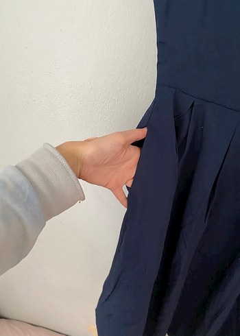 Fermuarlı midi elbise lacivert - Görsel 3