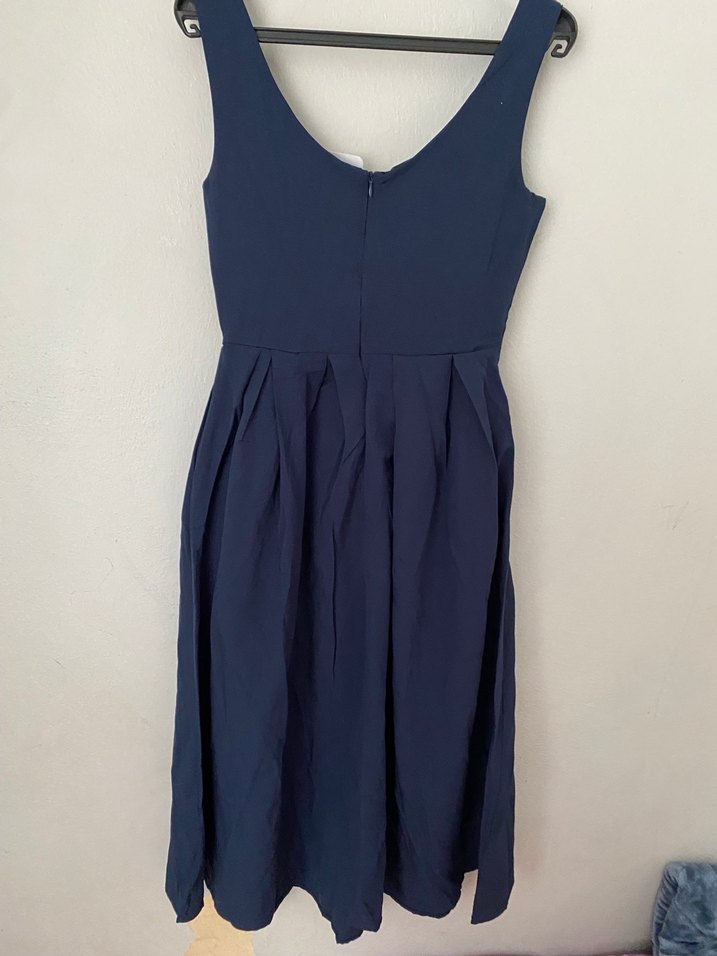 Fermuarlı midi elbise lacivert - Görsel 4