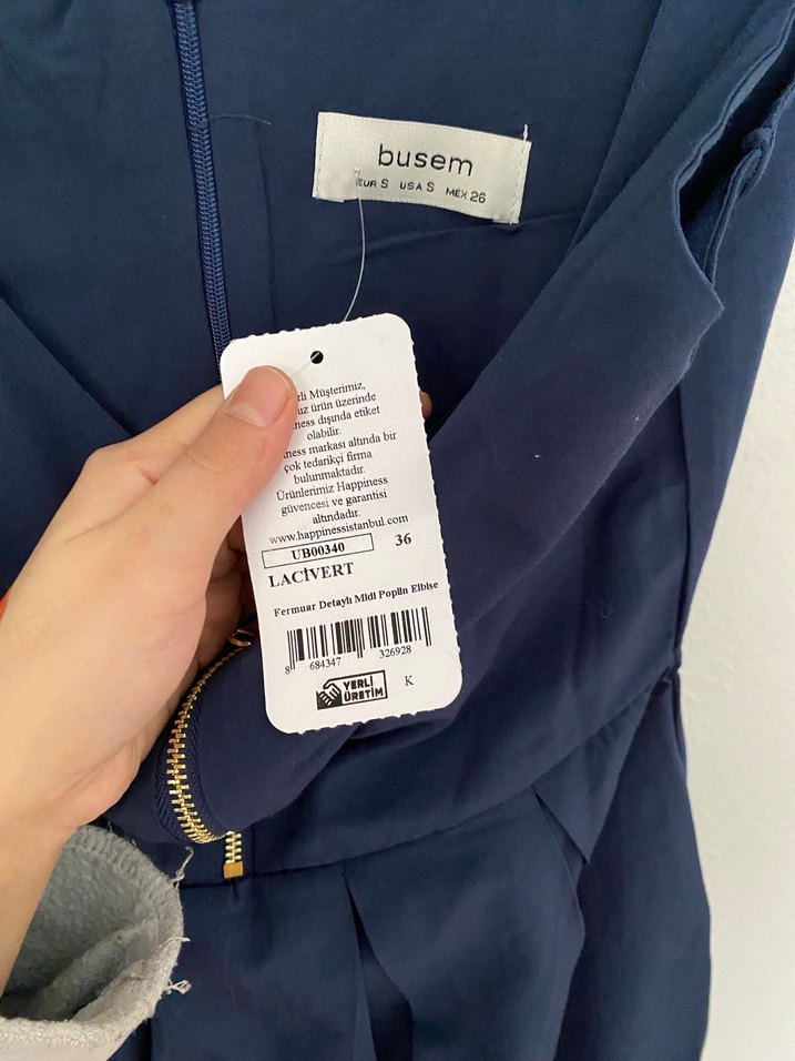 Fermuarlı midi elbise lacivert - Görsel 2