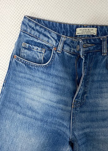 Mavi Düğmeli Kadın Denim Pantolon - Görsel 2