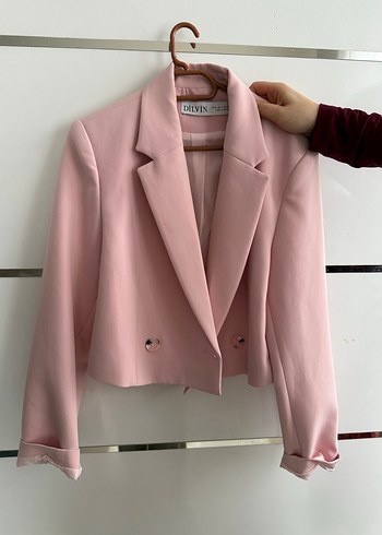 Pembe Düğmeli Kadın Blazer - Görsel 3