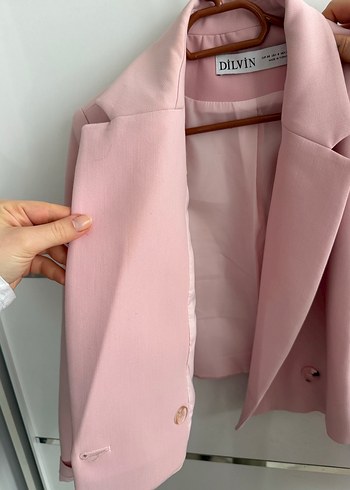 Pembe Düğmeli Kadın Blazer - Görsel 5