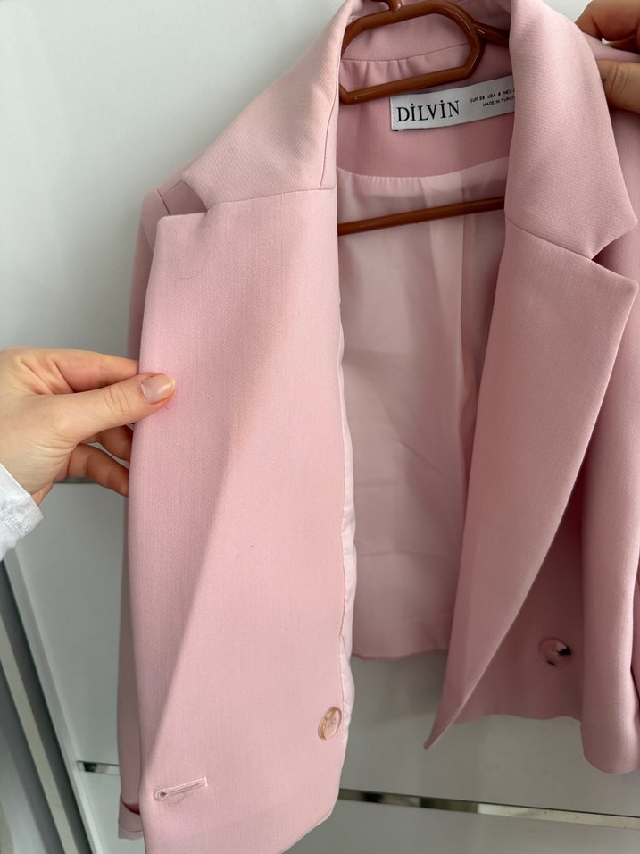 Pembe Düğmeli Kadın Blazer - Görsel 5
