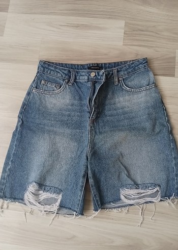 Bol Kesim Mini Mavi Denim Şort