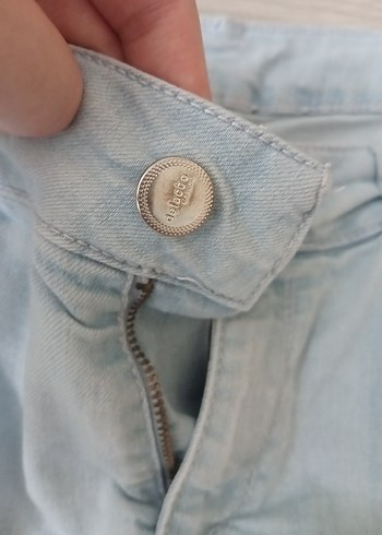 40 Beden Buz Mavisi Midi Denim Kadın Pantolon Kapri