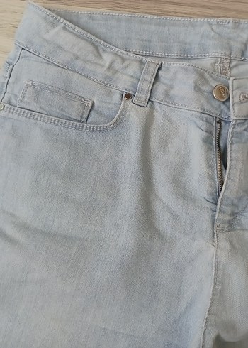 Defacto Buz Mavisi Midi Denim Kadın Pantolon Kapri