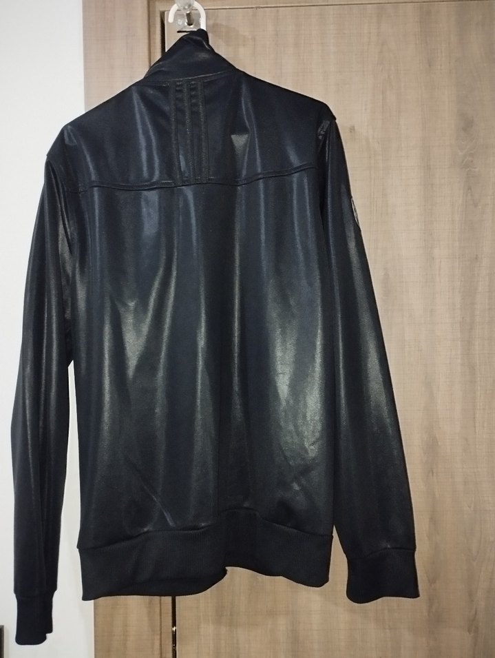 Siyah Deri Fermuarlı Spor Ceket - Görsel 2