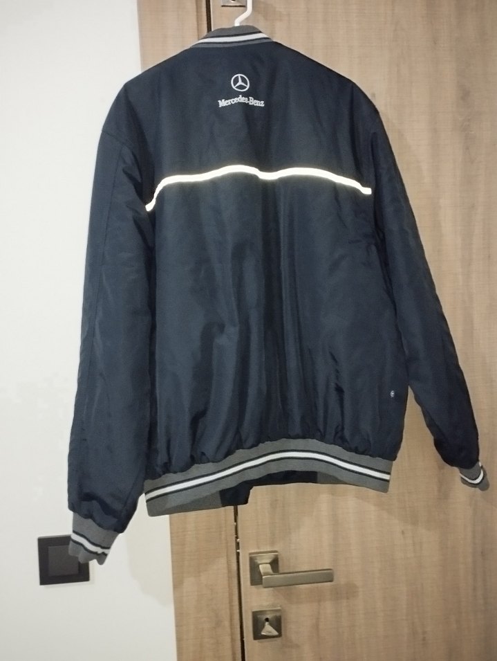 Mercedes Benz Gri Parlak Fermuarlı Rahat Kesim Ceket - Görsel 2