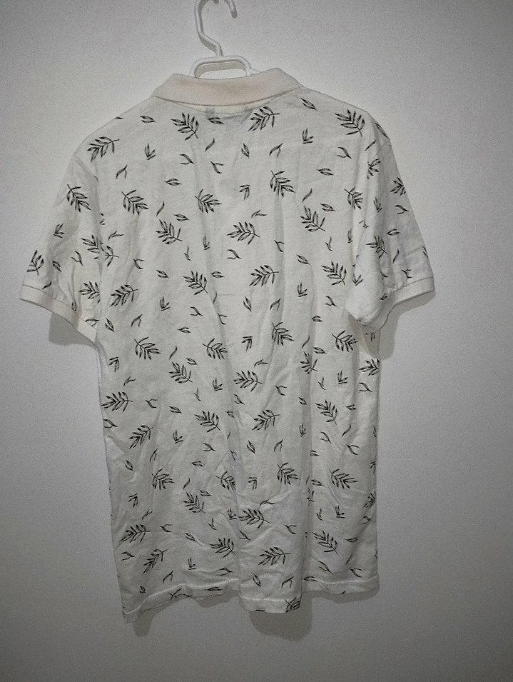 Erkek Beyaz Baskılı Kısa Kollu Polo Tişört - Görsel 3