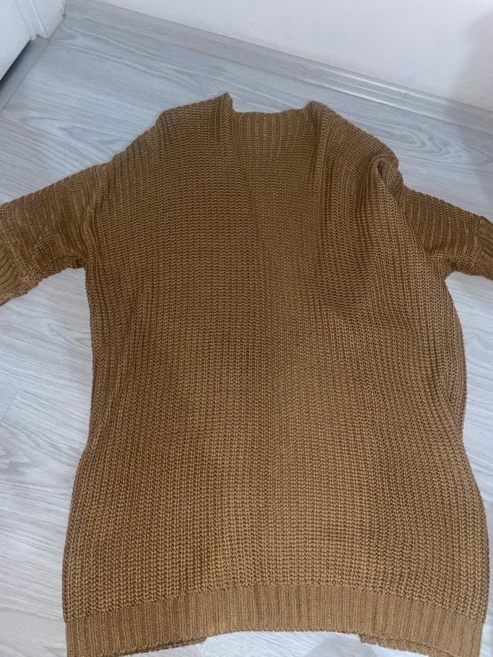 Kadın Kahverengi Örgü Midi Hırka - Görsel 3