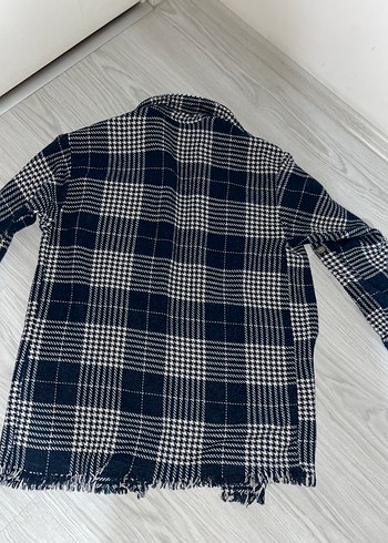 Düğmeli Lacivert Kareli Kadın Gömlek - Görsel 3