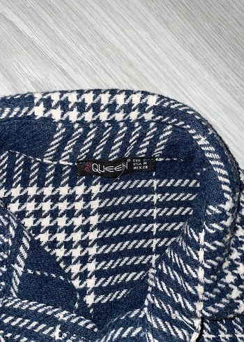 Düğmeli Lacivert Kareli Kadın Gömlek - Görsel 2