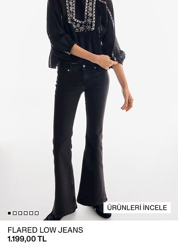 Kadın Siyah Flared low Jeans - Görsel 2