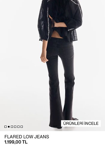 Kadın Siyah Flared low Jeans - Görsel 3