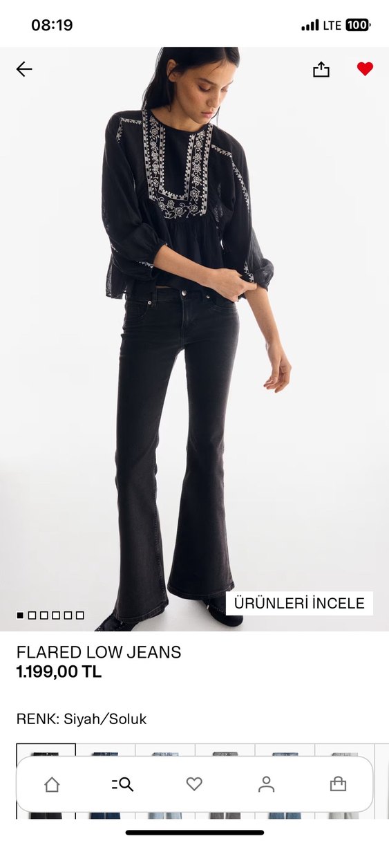 Kadın Siyah Flared low Jeans - Görsel 2