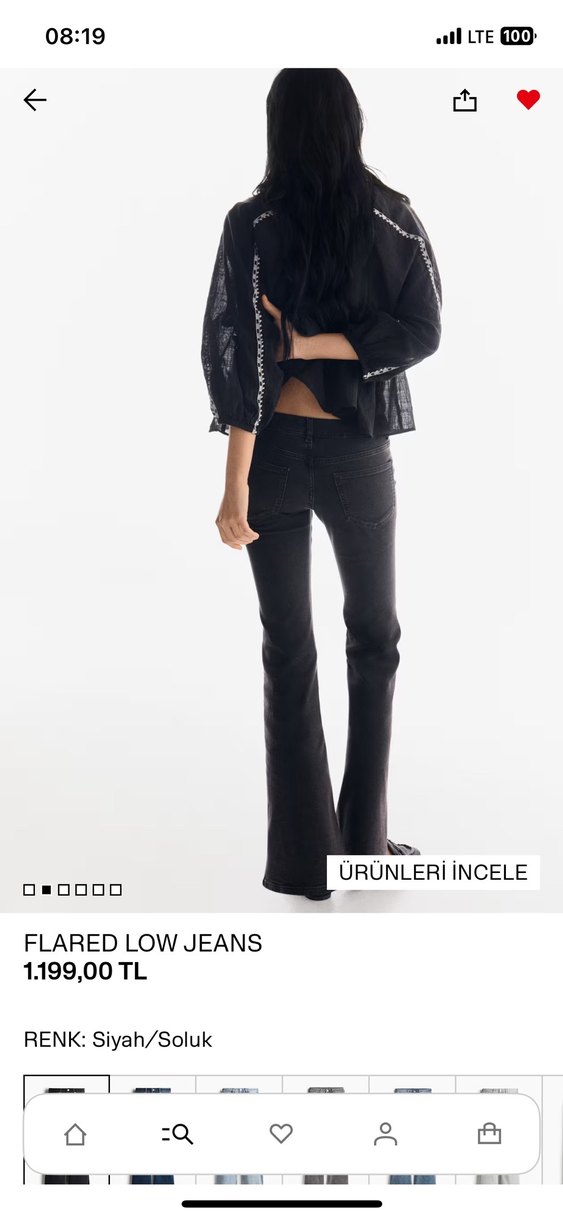 Kadın Siyah Flared low Jeans - Görsel 3