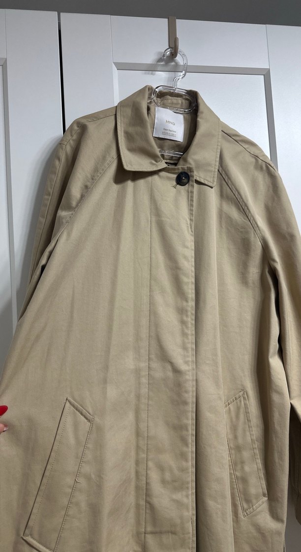 Bej Midi Kadın Keten Trençkot - Görsel 2