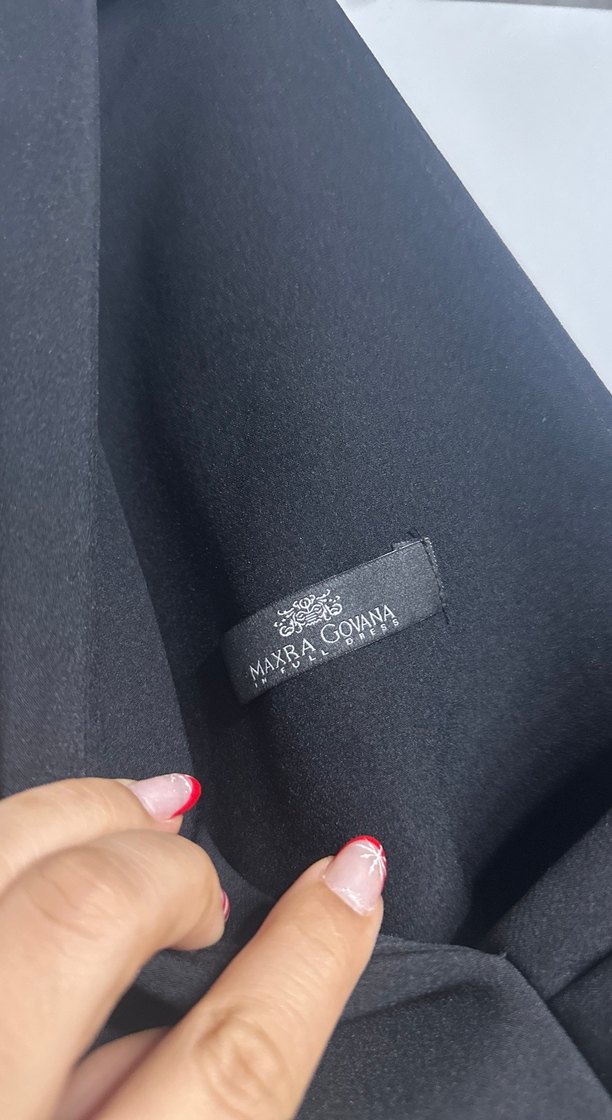 Siyah Drapeli Uzun Abiye Elbise - Görsel 4