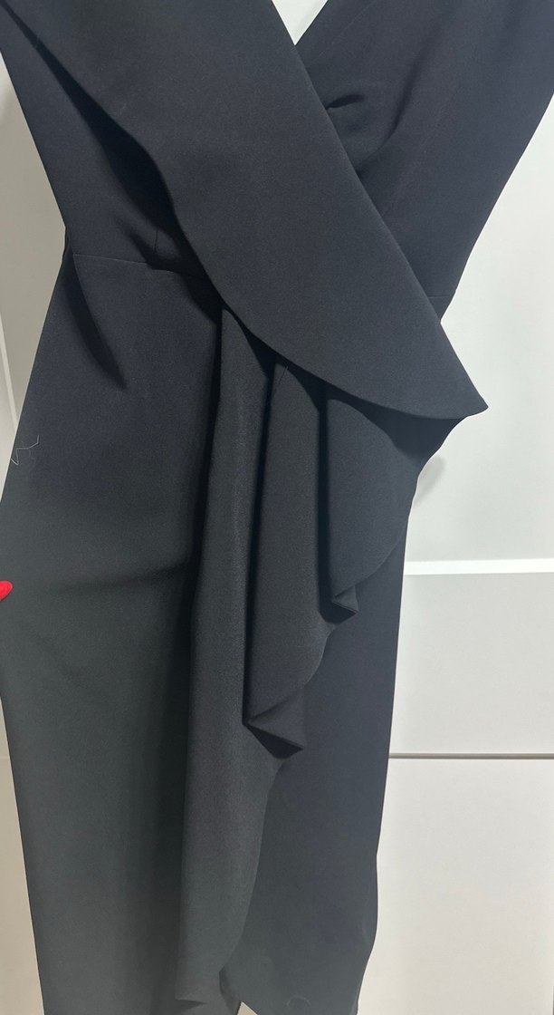 Siyah Drapeli Uzun Abiye Elbise - Görsel 3