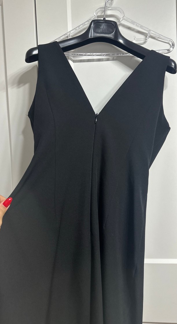 Siyah Drapeli Uzun Abiye Elbise - Görsel 5