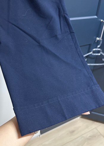 Lacivert Kadın Kumaş Pantolon Midi Boy - Görsel 4