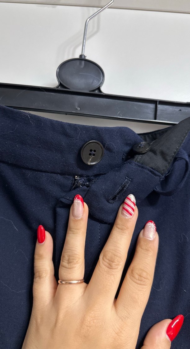 Lacivert Kadın Kumaş Pantolon Midi Boy - Görsel 2