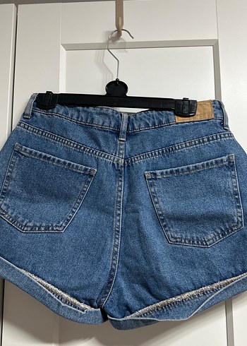 Kadın Mavi Loose Fit Mini Kot Şort - Görsel 2