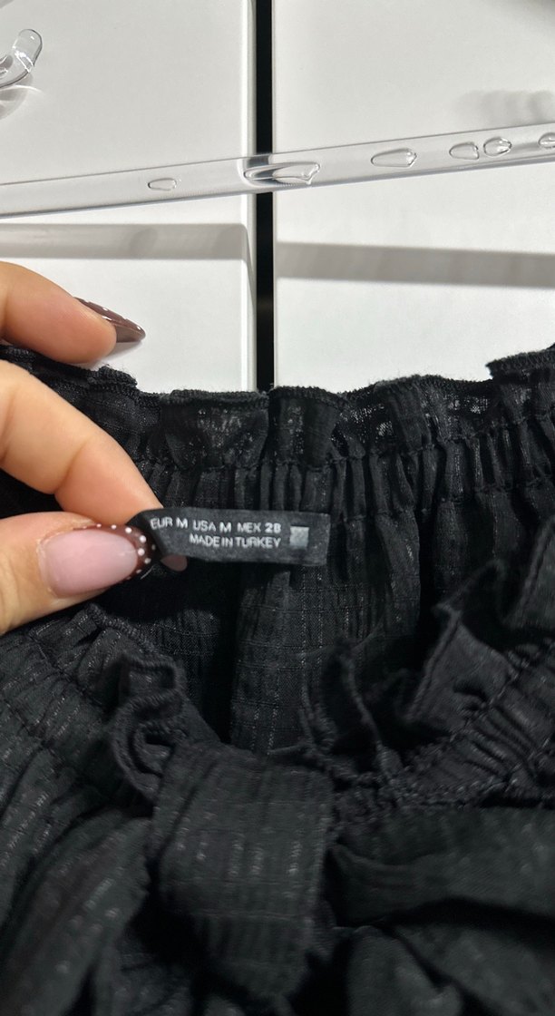 Siyah Fırfırlı Keten Mini Bluz - Görsel 2