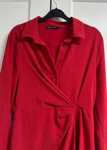 Kırmızı Drapeli Mini Kadın Elbise - Görsel 2