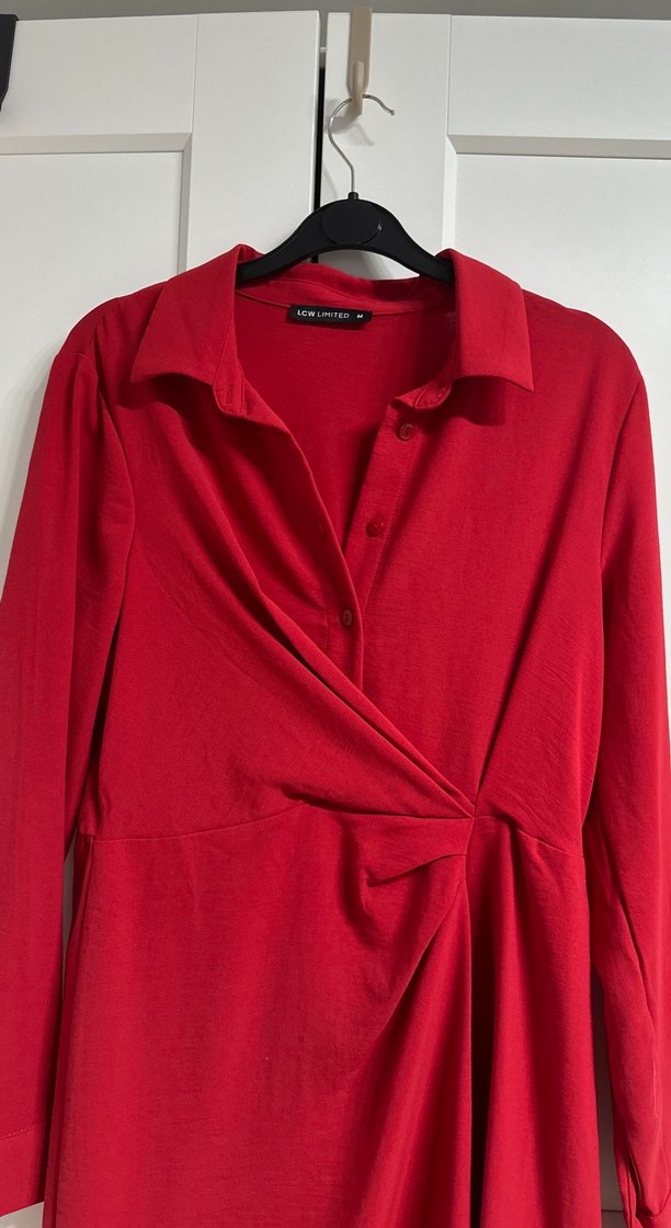 Kırmızı Drapeli Mini Kadın Elbise - Görsel 2