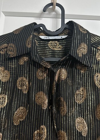 Düğmeli, Uzun Kollu, Desenli Kadın Gömlek - Görsel 2