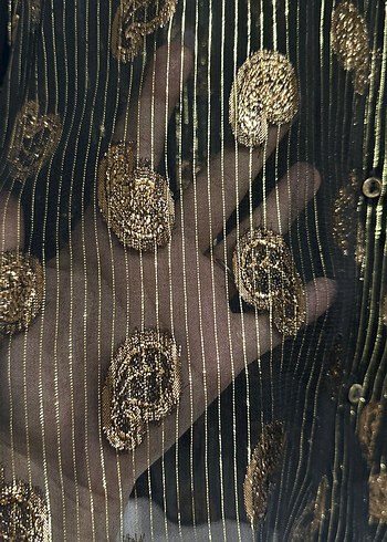 Düğmeli, Uzun Kollu, Desenli Kadın Gömlek - Görsel 3