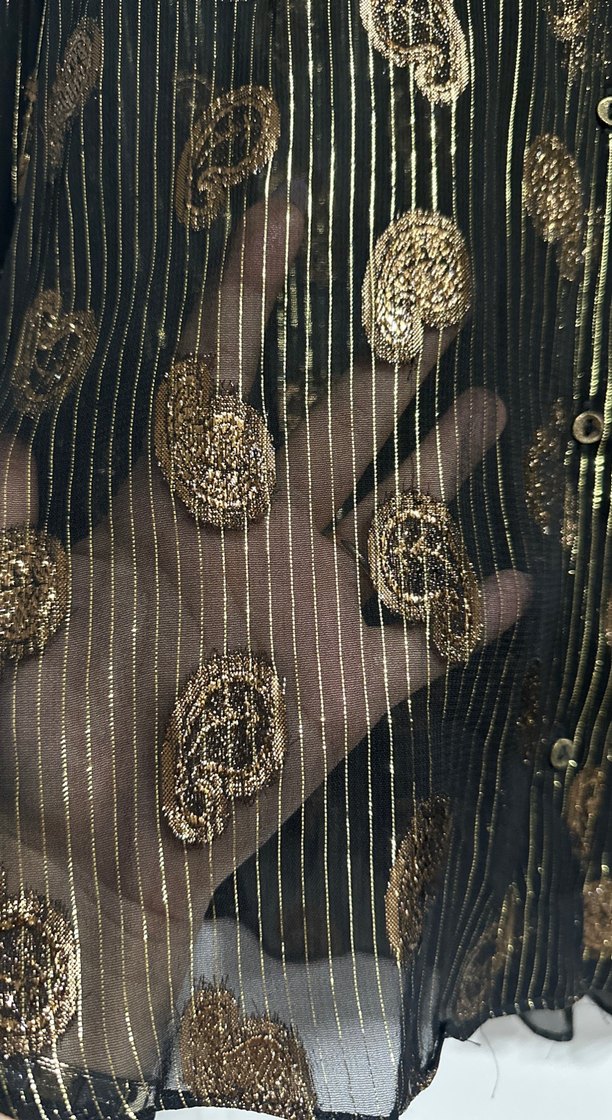 Düğmeli, Uzun Kollu, Desenli Kadın Gömlek - Görsel 3