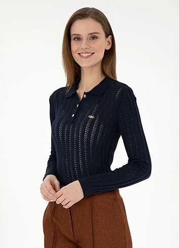 U.S. Polo Assn. Lacivert Kadın Polo Slim Fit Kazak