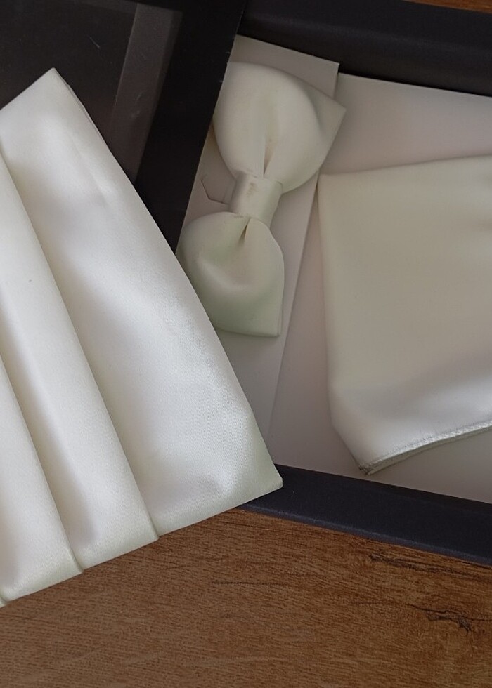 Karaca Erkek Papyon Kuşak Mendil Set Beyaz - Görsel 2