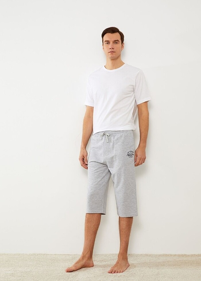 Gri Standart Kalıp Erkek Pijama Alt Şort - Görsel 5