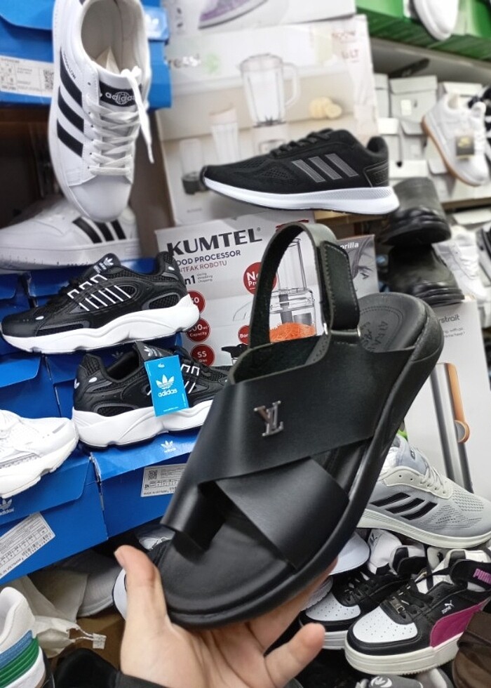 Louis Vuitton deri sandalet erkek siyah - Görsel 4