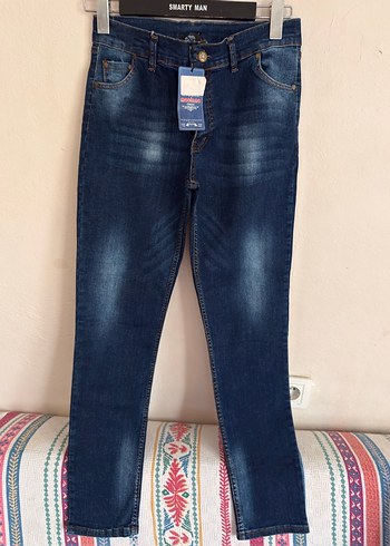 Kız çocuk Lacivert Denim Midi Boy Kot Pantolon