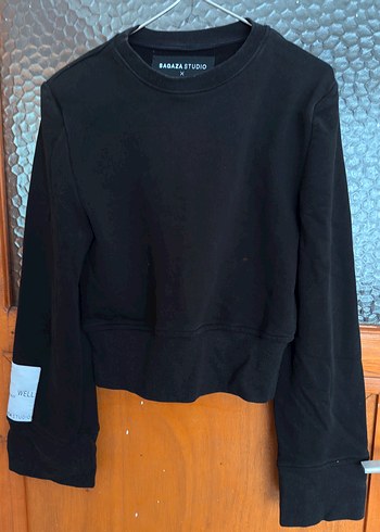 34 Beden siyah Renk Kadın Siyah Uzun Kollu Sweatshirt sagaza