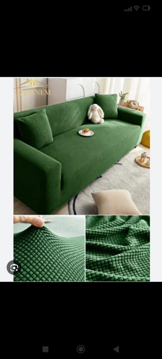 Düz Yeşil koltuk takımı Örtüsü - Görsel 3