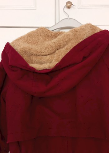 Bordo Düğmeli Uzun Kadın Kaban - Görsel 11